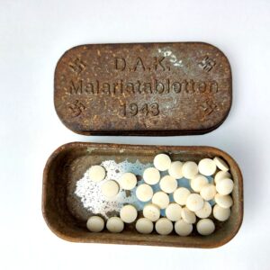 German, WW2 - Dated 1943, Deutsches Afrikakorps (DAK) Malaria Tablets Tin