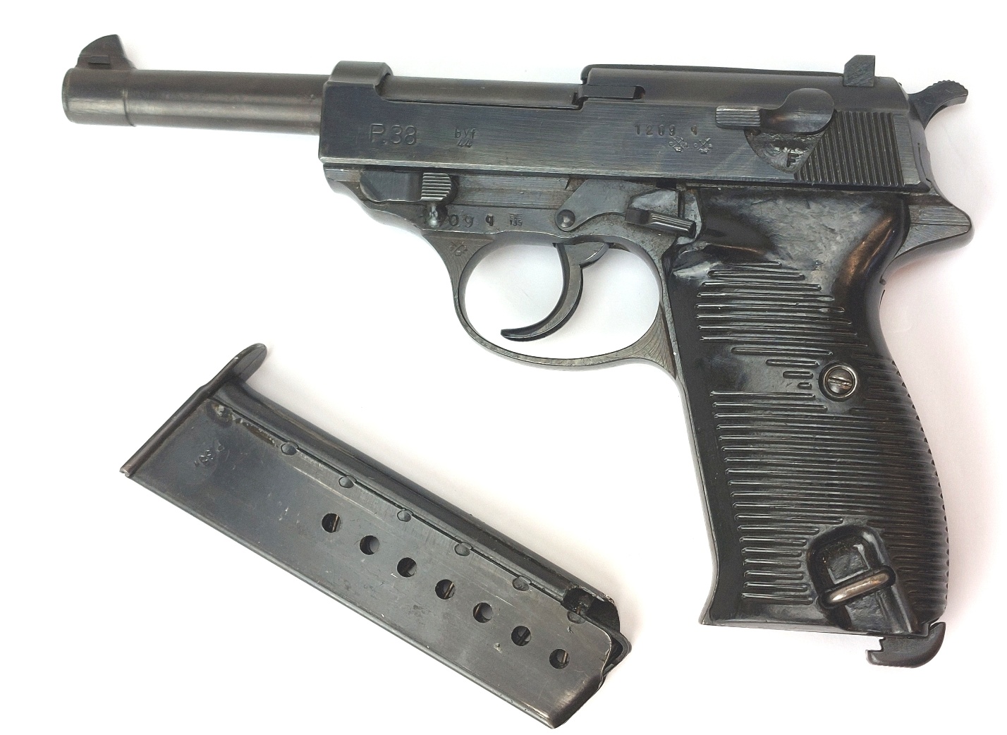 German, WW2 - Dated 1944, Mauser-Werke P.38 Semi-Automatic Pistol, byf 44, WaA135, Serial No. 1209q, Matching Numbers, EU Deactivated, with WaA135 Magazine - Image 17