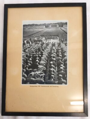 German, WW2, Third Reich Framed Nürnberg Reichsparteitag 1935 Photograph, with Joseph Goebbels Propaganda Speech Insert