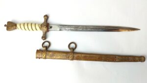 German, WW2, Third Reich Kriegsmarine Officer’s Dagger and Lightning-Bolt Scabbard by WKC, Solingen