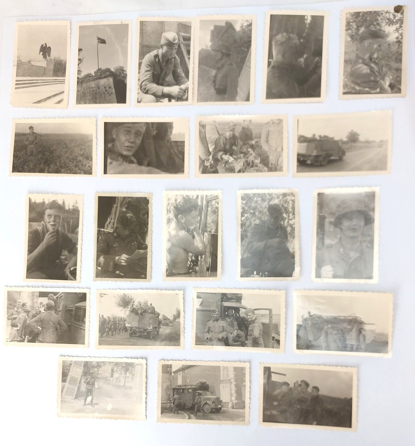German, WW2 - c.1939–1940, Waffen-SS Motorised Unit Photograph Archive, Early-War Western Campaign, 22 Original Agfa Lupex Snapshot Photographs