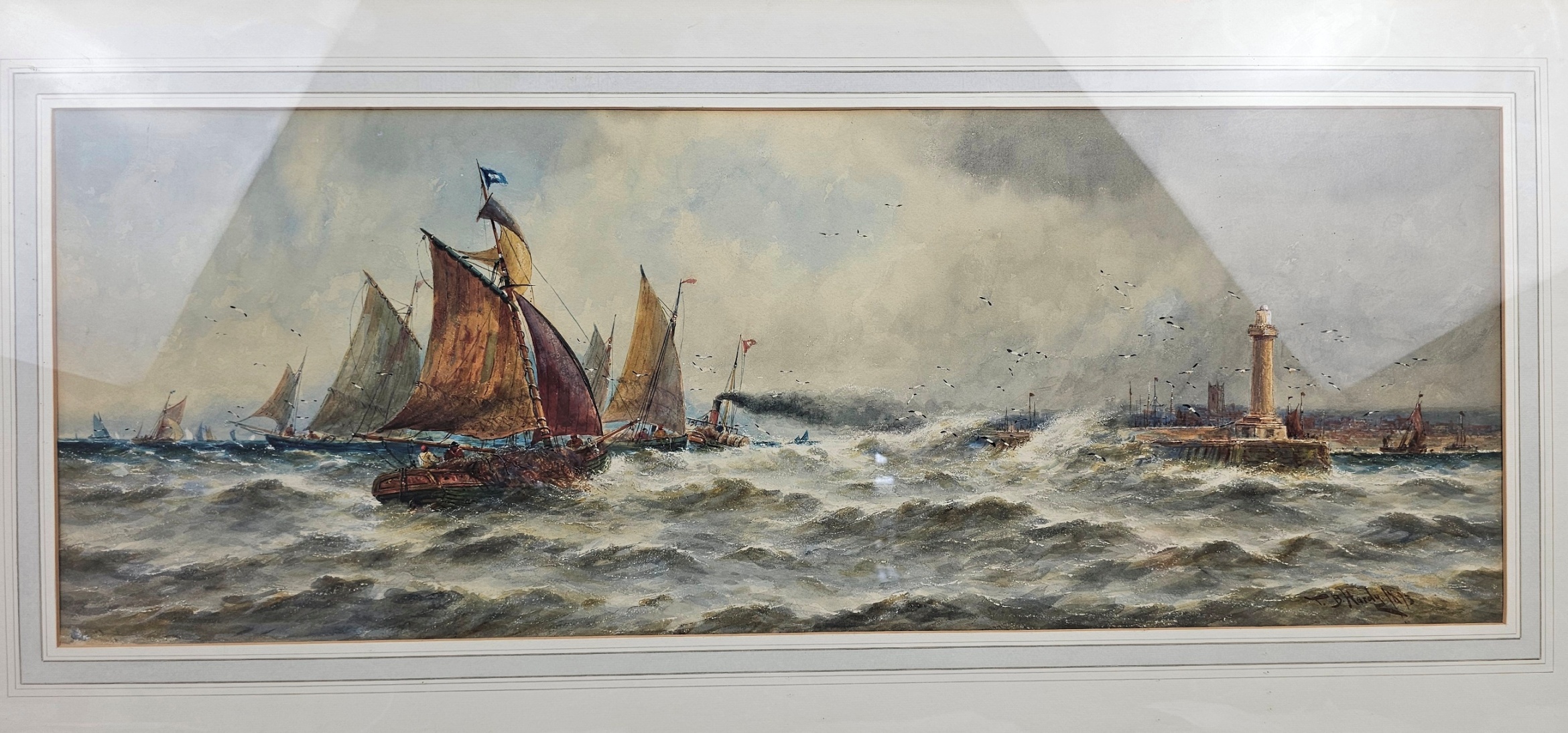 Large 1893 Watercolour By Thomas Bush Hardy (1842-1897) Of Scarborough Harbour 2