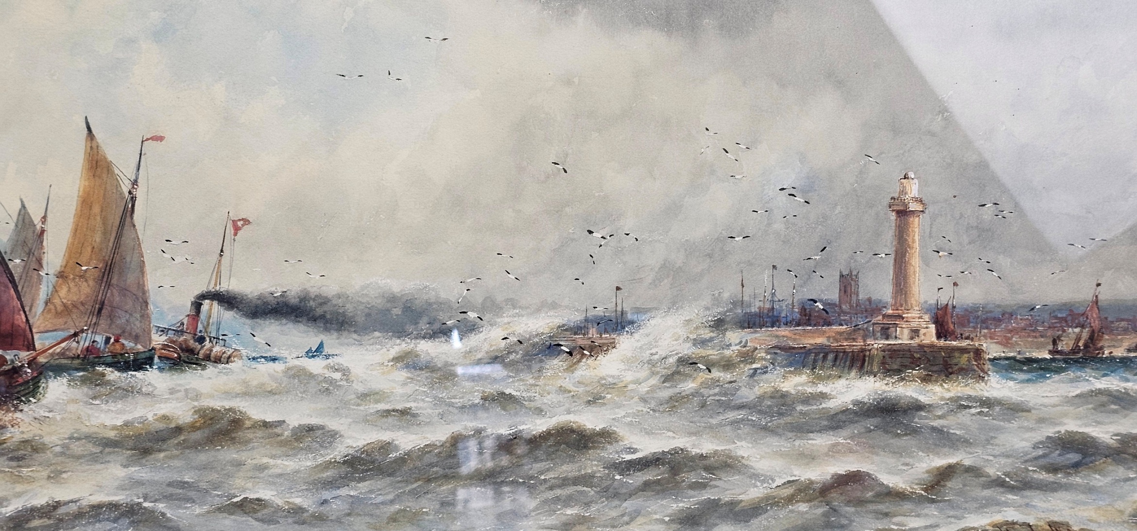 Large 1893 Watercolour By Thomas Bush Hardy (1842-1897) Of Scarborough Harbour 4