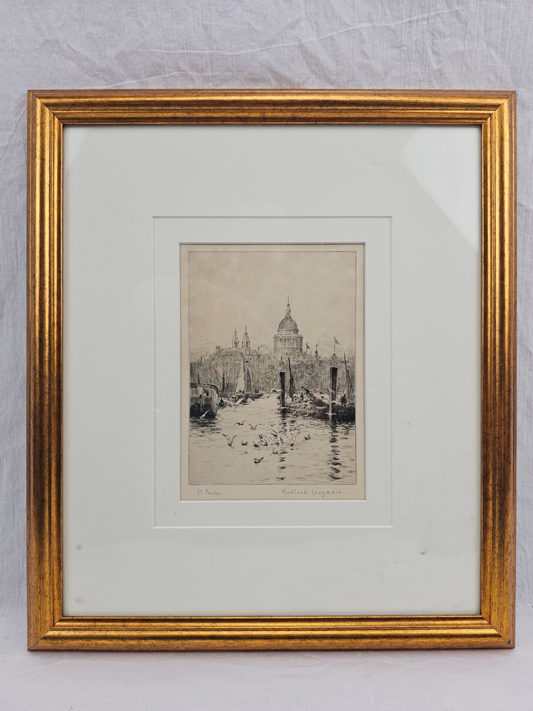 Rowland Langmaid 1897 -1956 Etching Of St Paul's Cathedral 1