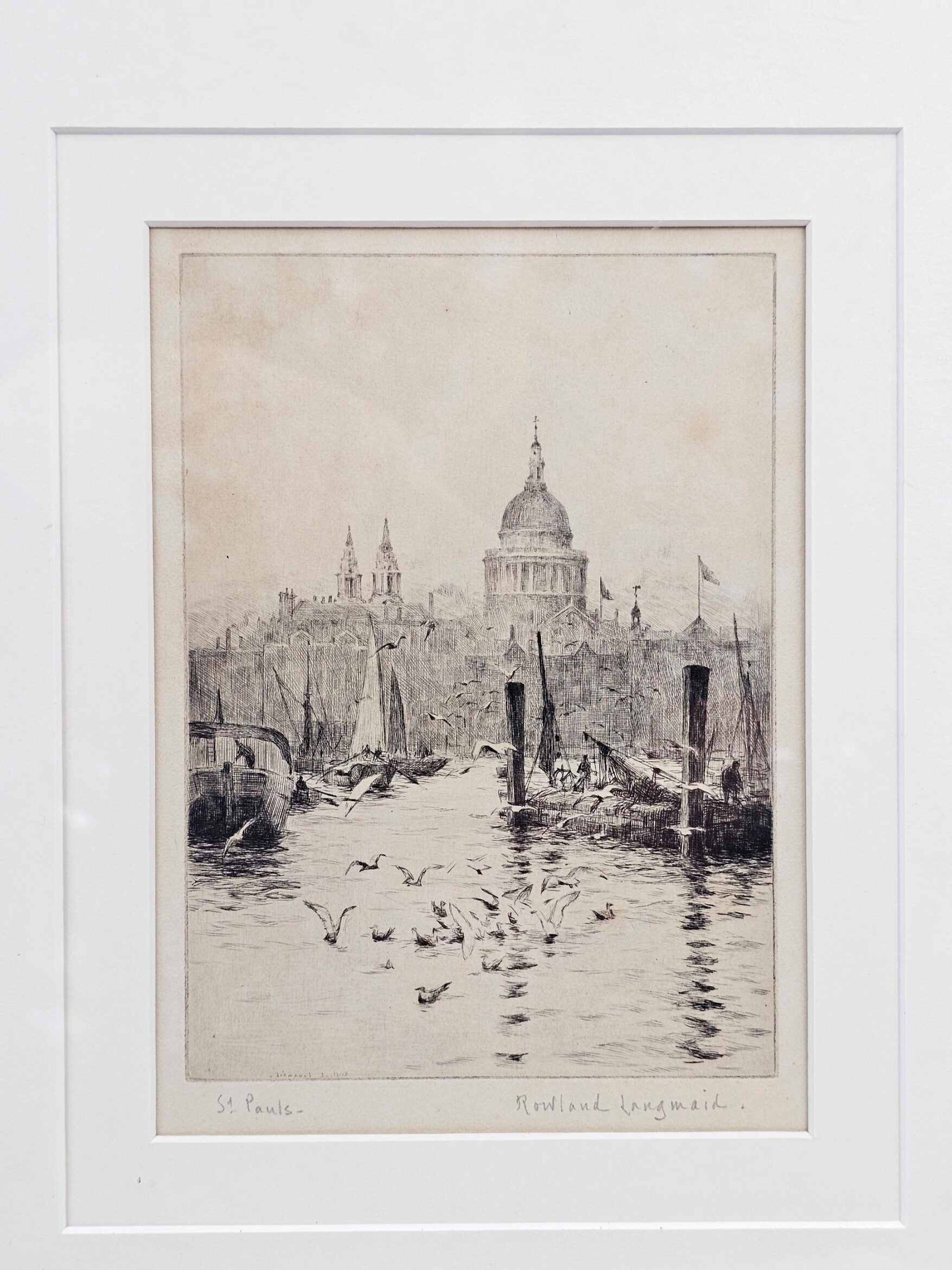 Rowland Langmaid 1897 -1956 Etching Of St Paul's Cathedral 2