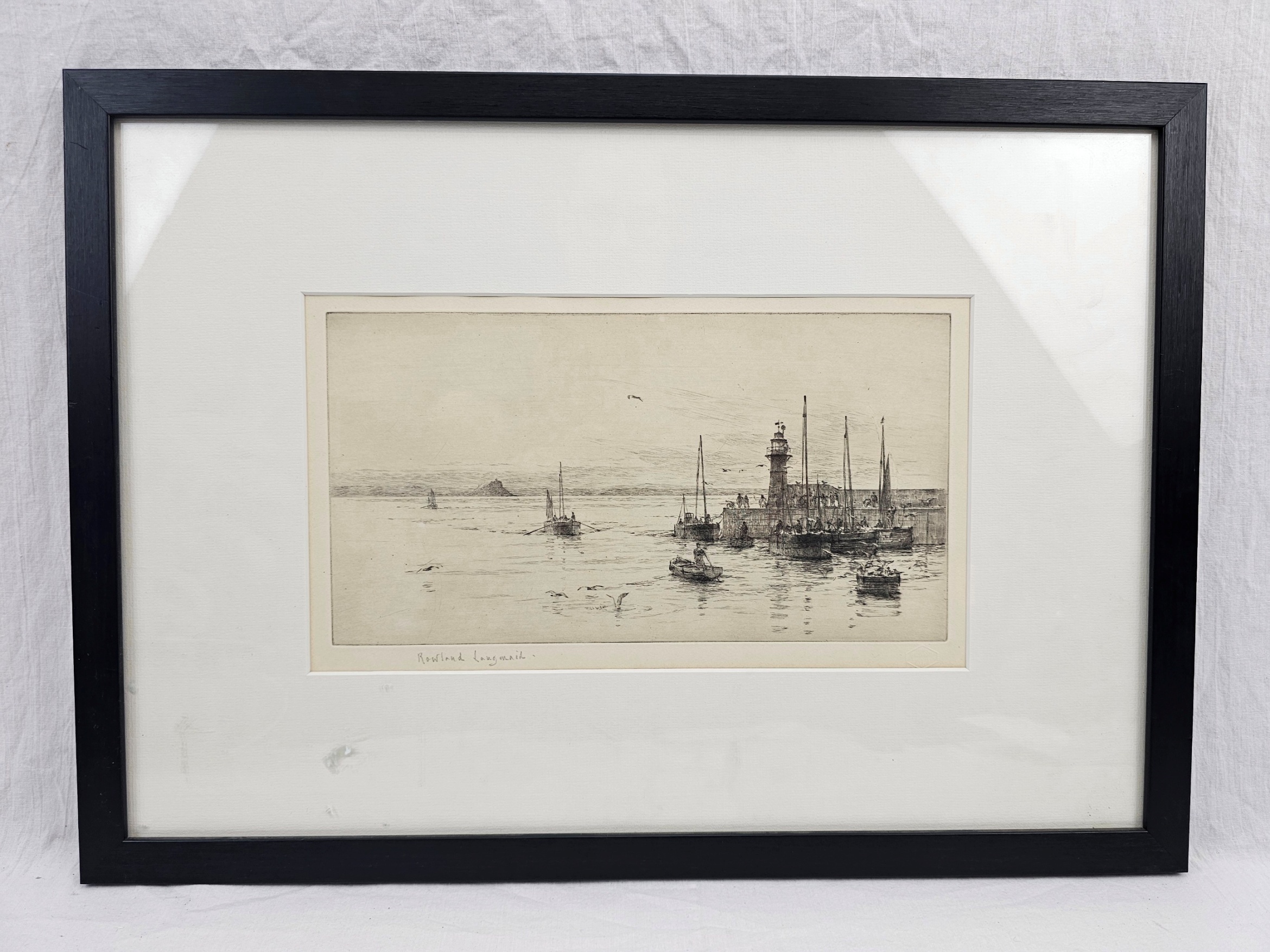 Rowland Langmaid Etching Of Newlyn And St Michaels Mount 1