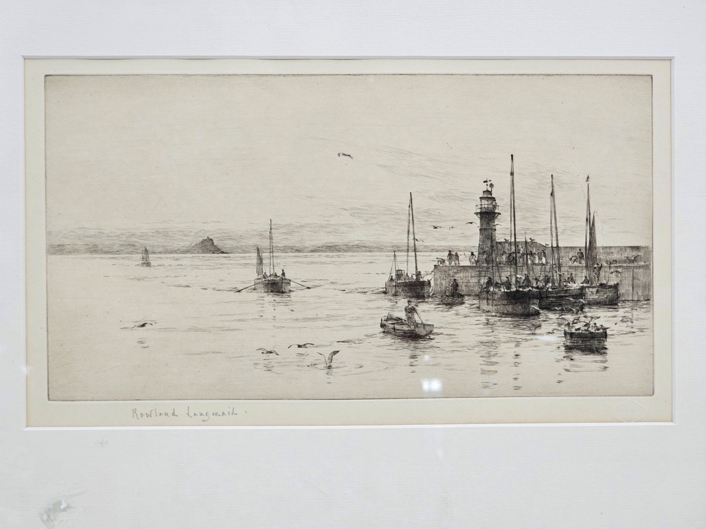 Rowland Langmaid Etching Of Newlyn And St Michaels Mount 2