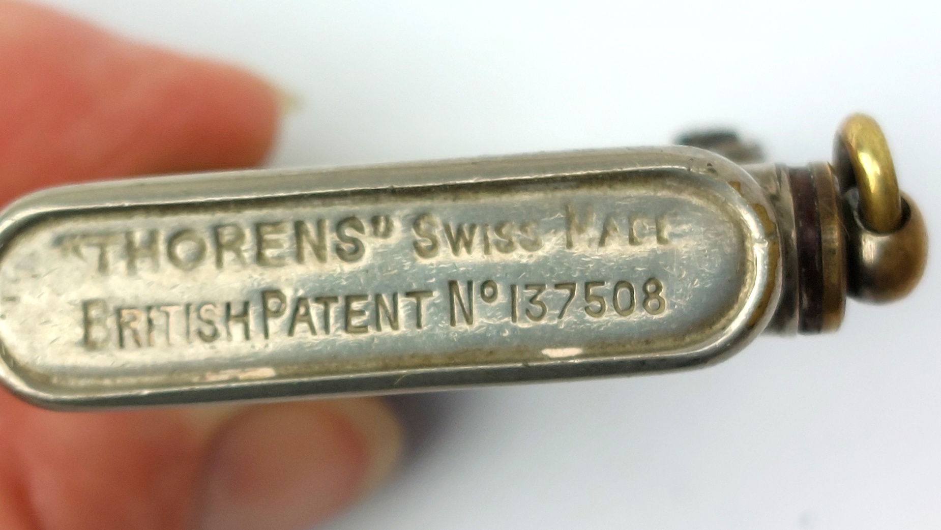 Swiss, c.1920s, Thorens “Single-Claw” Patent Petrol Pocket Lighter with Suspension Ring (1)