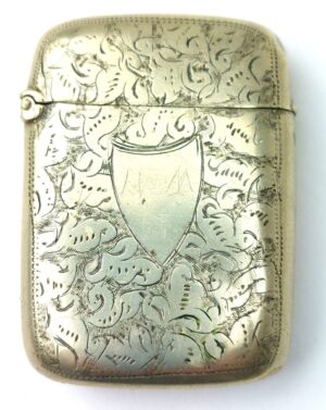 Victorian Edwardian Period, Silver-Plated Vesta Match Case with Engraved Decoration
