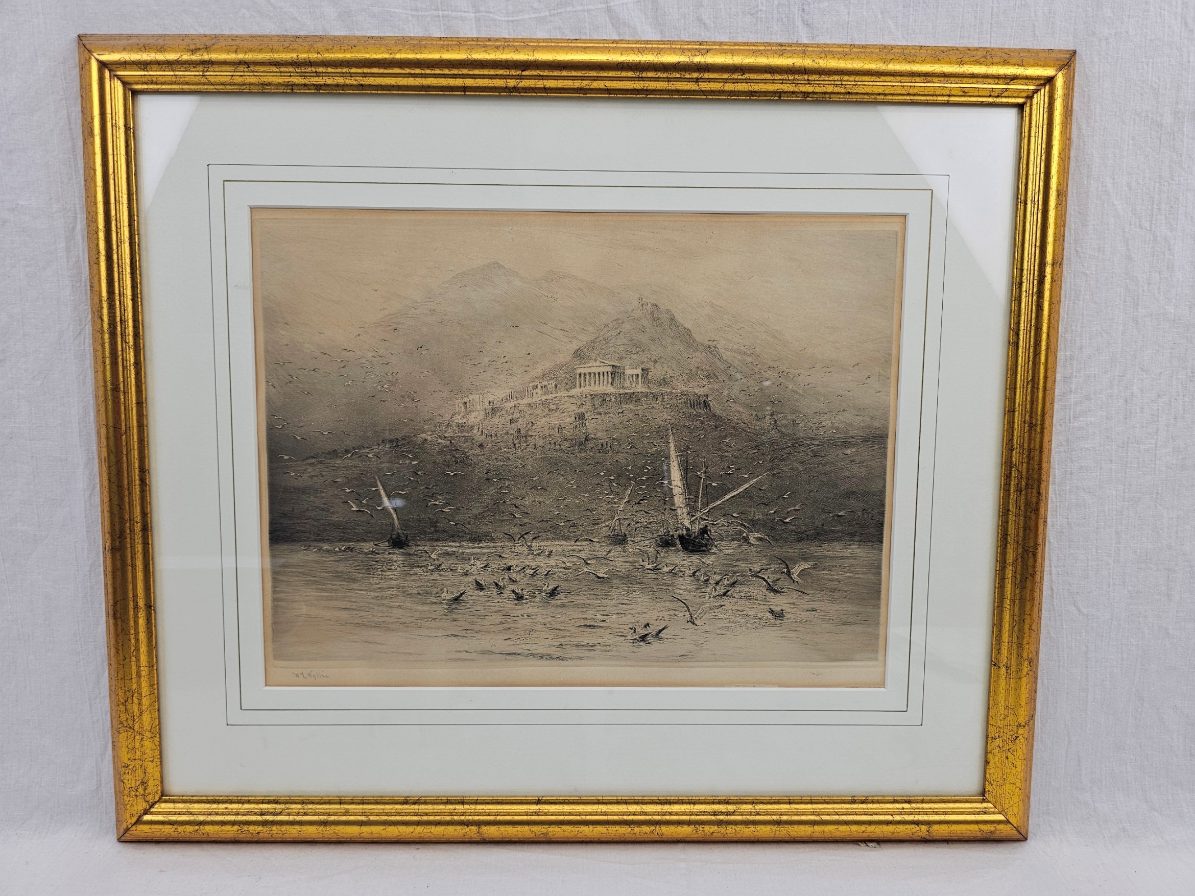 W. L. Wyllie 1851 To 1931 Etching Of The Poseidon Temple At Attica In Greece 1