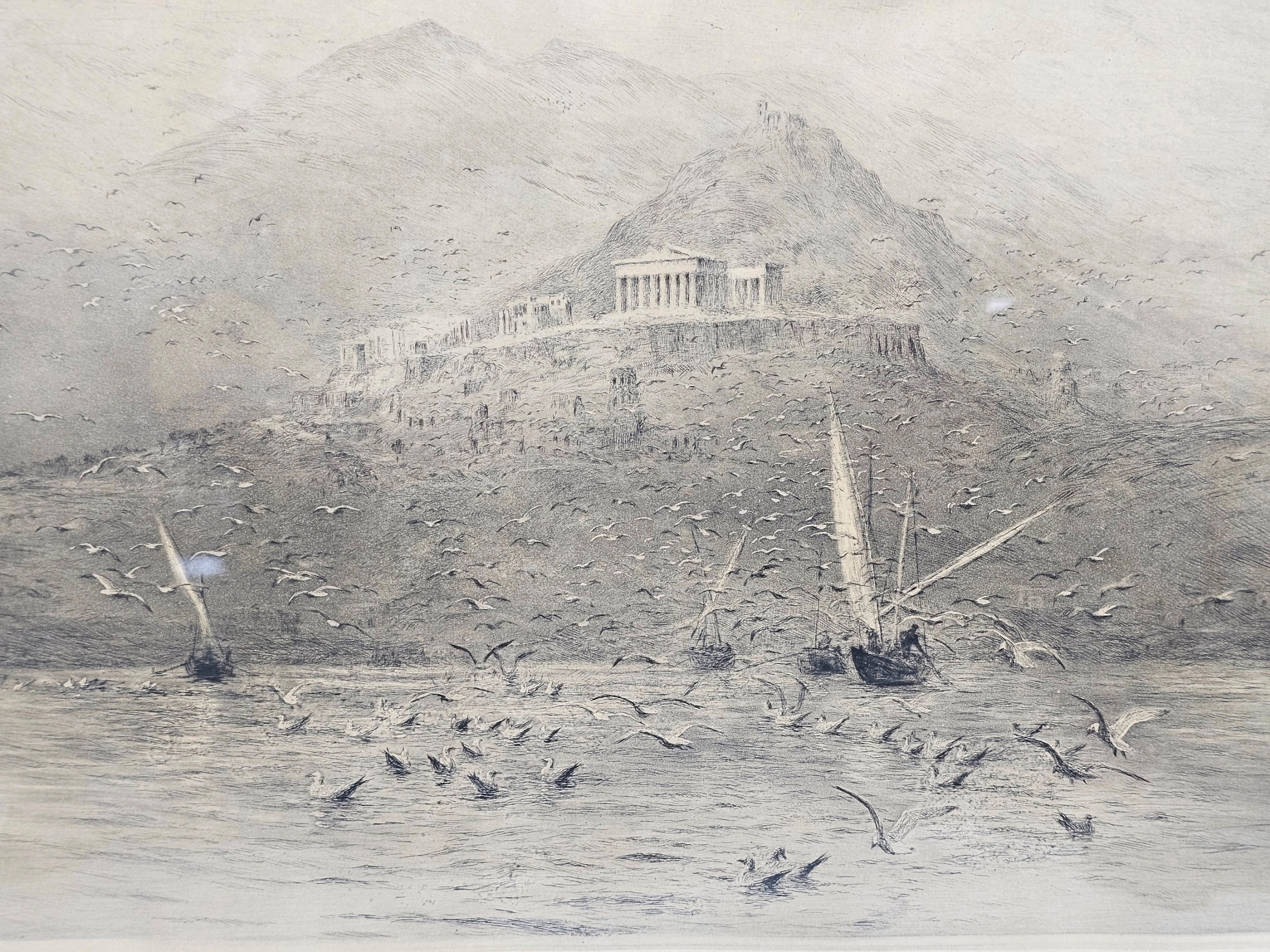 W. L. Wyllie 1851 To 1931 Etching Of The Poseidon Temple At Attica In Greece 3