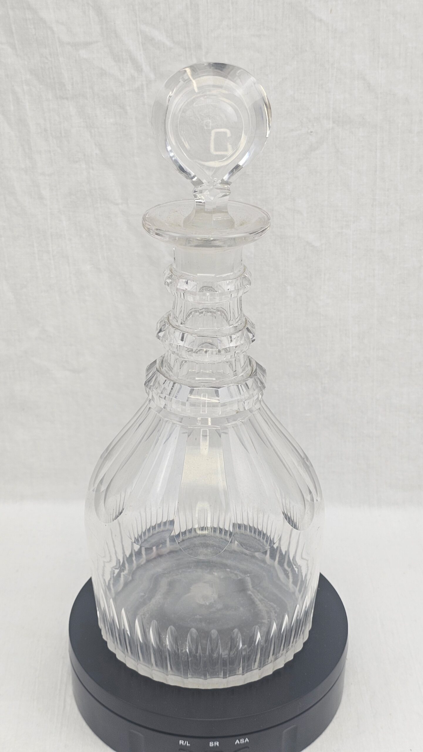 c1820 Cut Glass Three Ring Collar On Neck Decanter 1