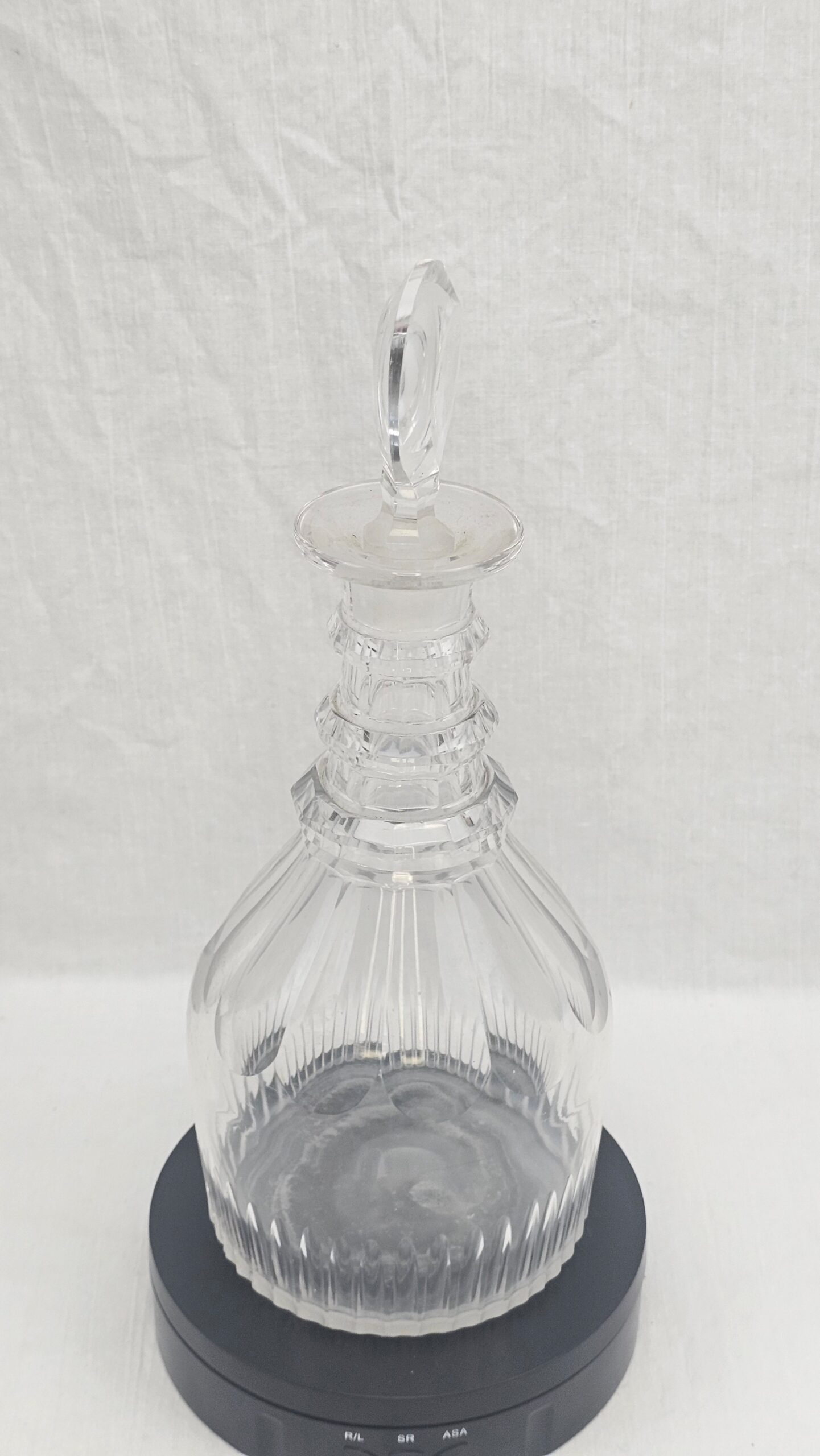 c1820 Cut Glass Three Ring Collar On Neck Decanter 3