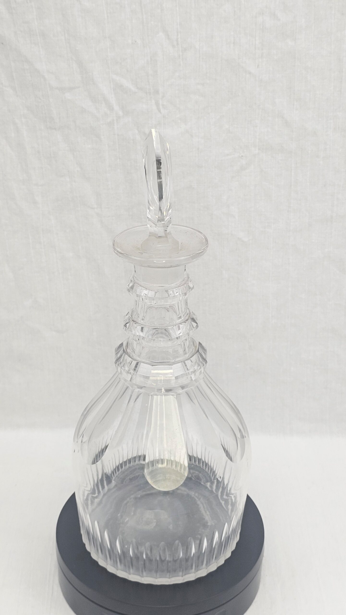 c1820 Cut Glass Three Ring Collar On Neck Decanter 6