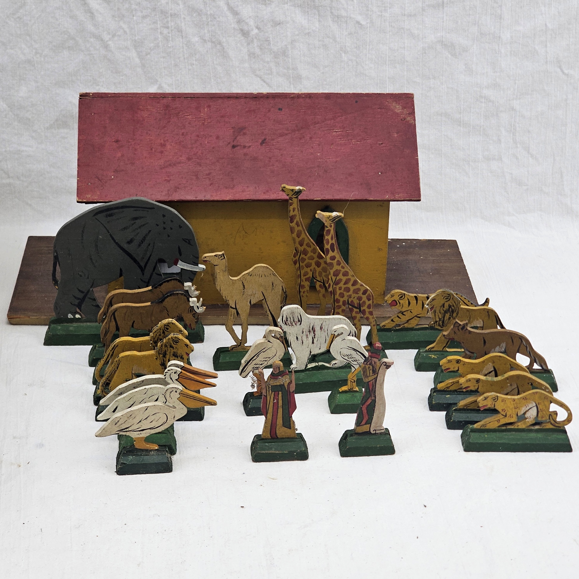 c1880 Probably German Wooden Noahs Ark And Animals 11