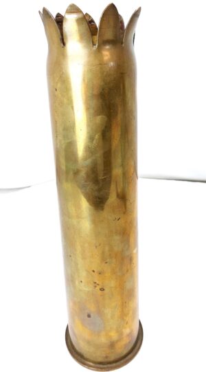 British / Commonwealth, Dated 1937, 3-Inch 20 CWT Mk II Anti-Aircraft Shell Case Trench Art Vase, VAEL, New Zealand Broad Arrow Marked