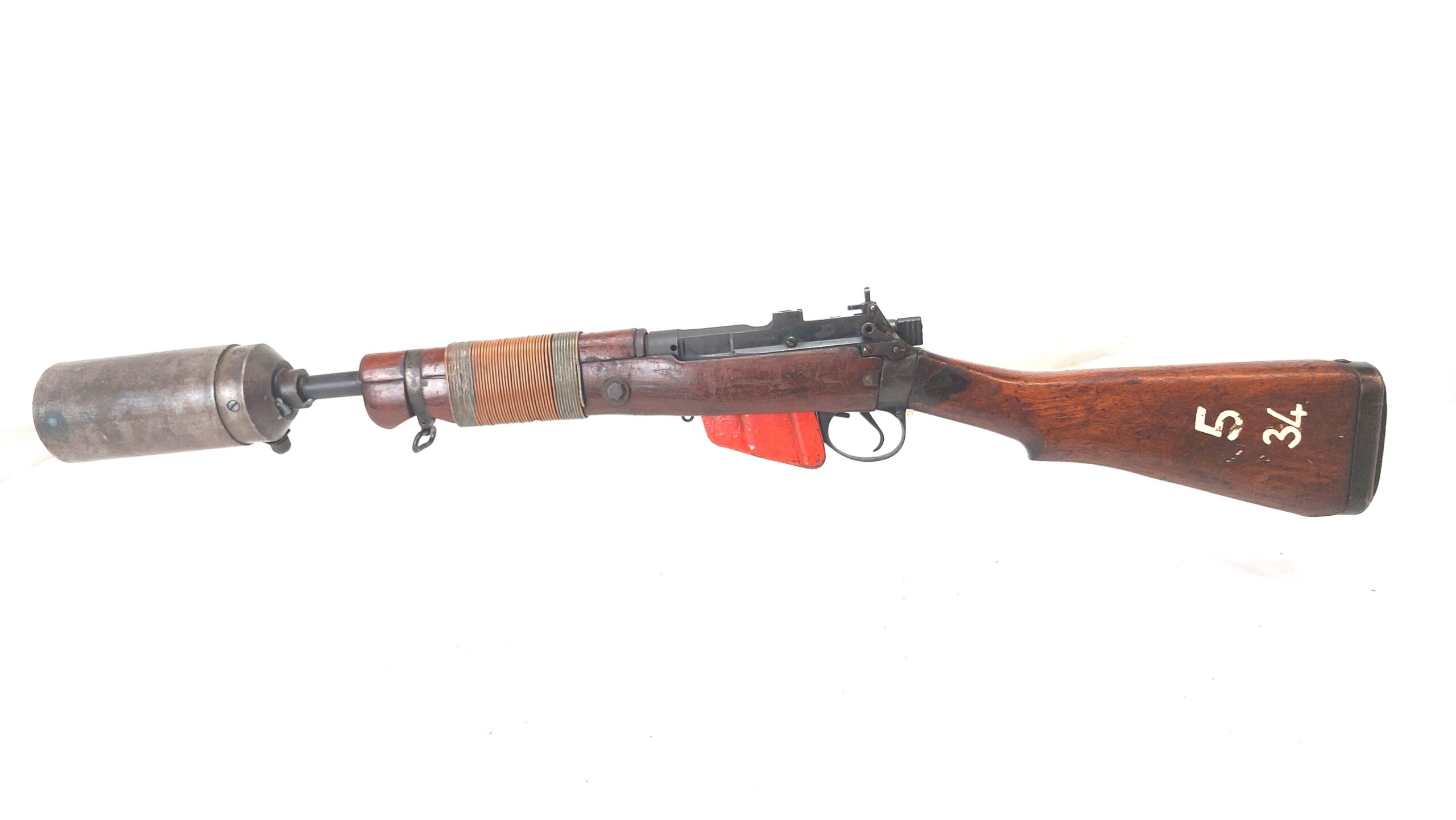 British, WW2-1944, No.4 Mk I Lee-Enfield Rifle Grenade Launcher, ROF Maltby, Serial No. BU12685, Original No.3 Mk I Cup Discharger, Wire-Reinforced Fore-end, Cocking & Dry-Firing, UK Deactivated - Image 10