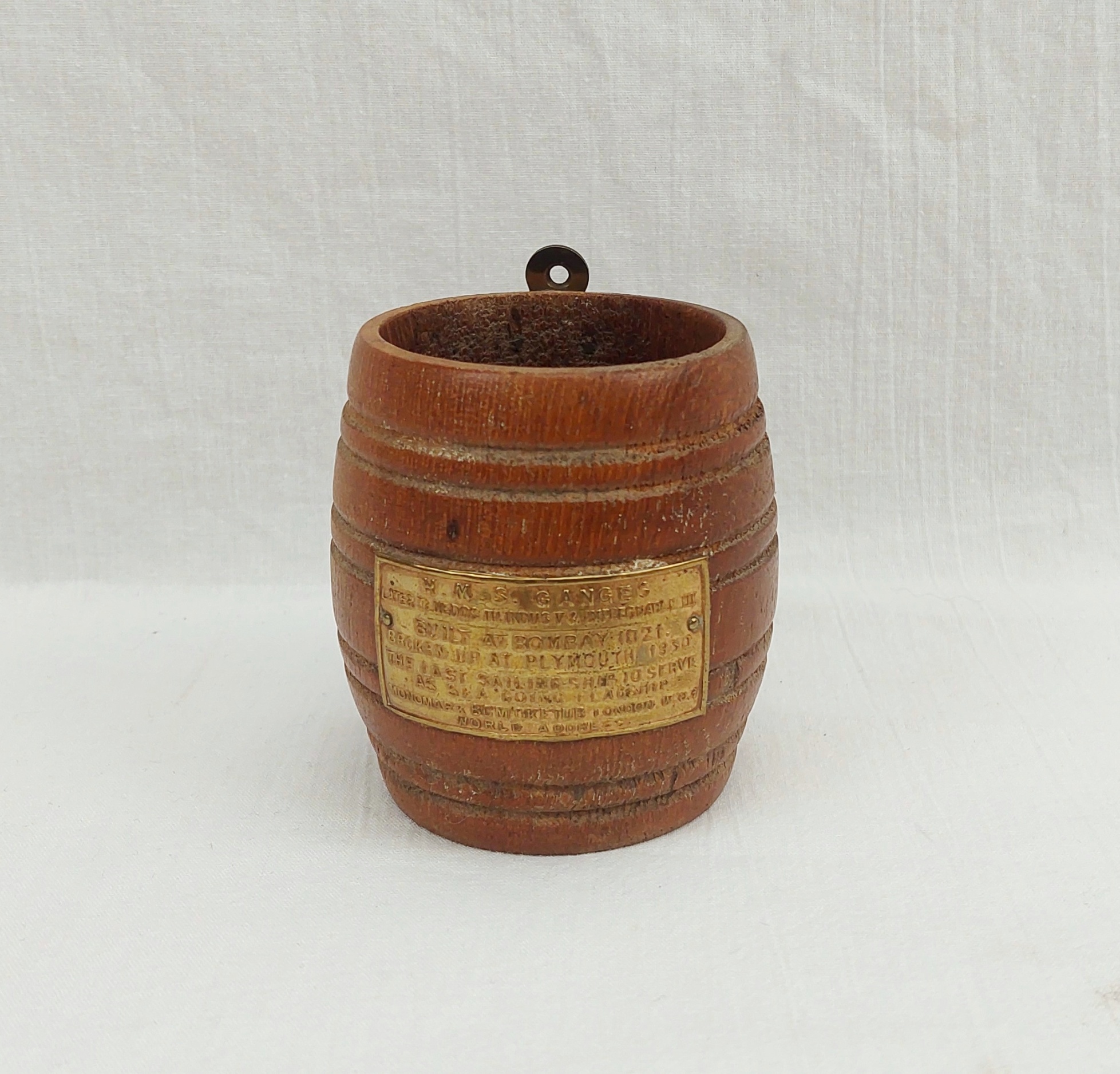 Barrel Made From The Teak Of HMS Ganges Built 1821