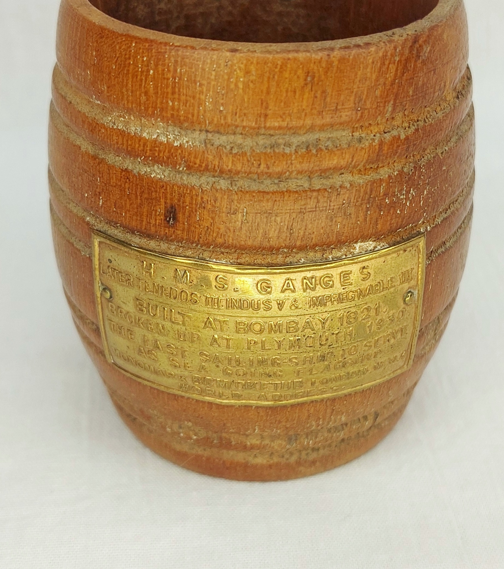 Barrel Made From The Teak Of HMS Ganges Built 1821 - Image 2
