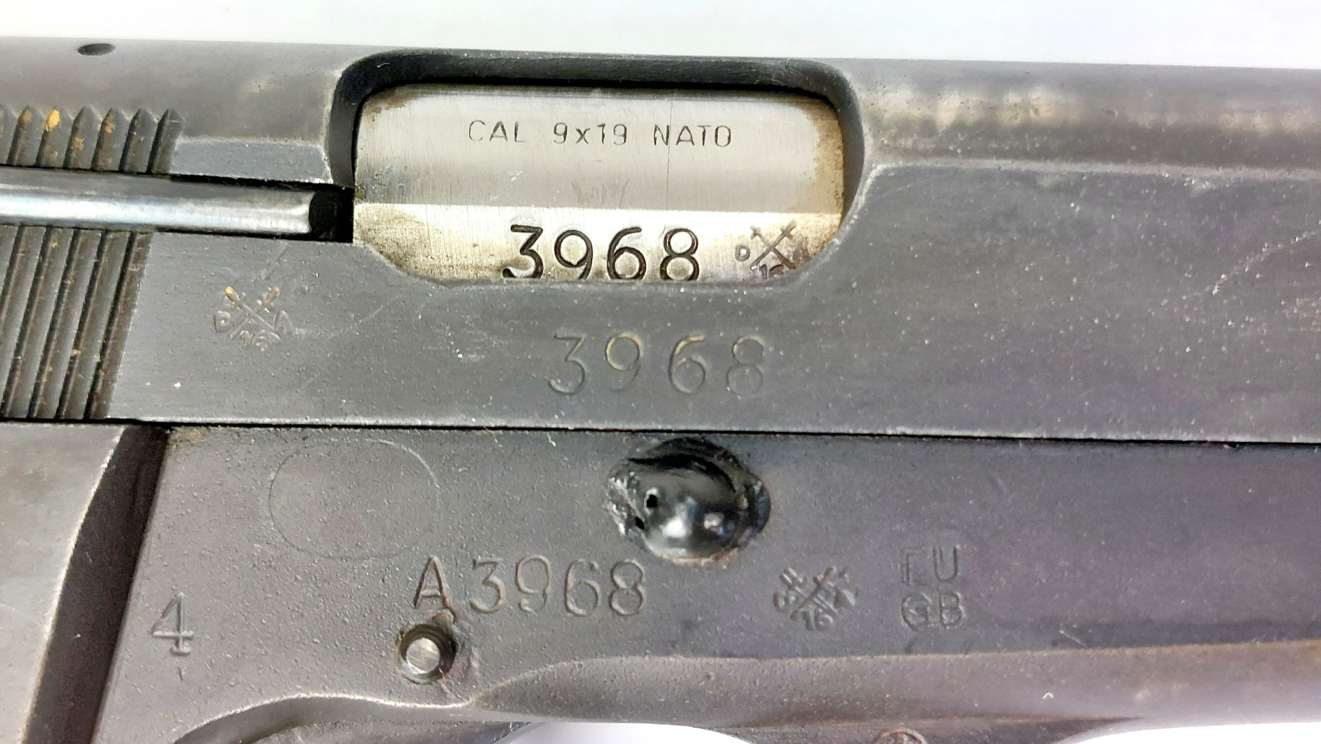Belgian, c.1985, FN Browning Hi-Power Mk II 9×19mm Semi-Automatic Pistol, Matching Serial No. A3968, Original Magazine, 50 Inert 9×19mm Cartridges, Doskocil box, Cocks & Dry-Fires, EU/UK Deactivated - Image 4