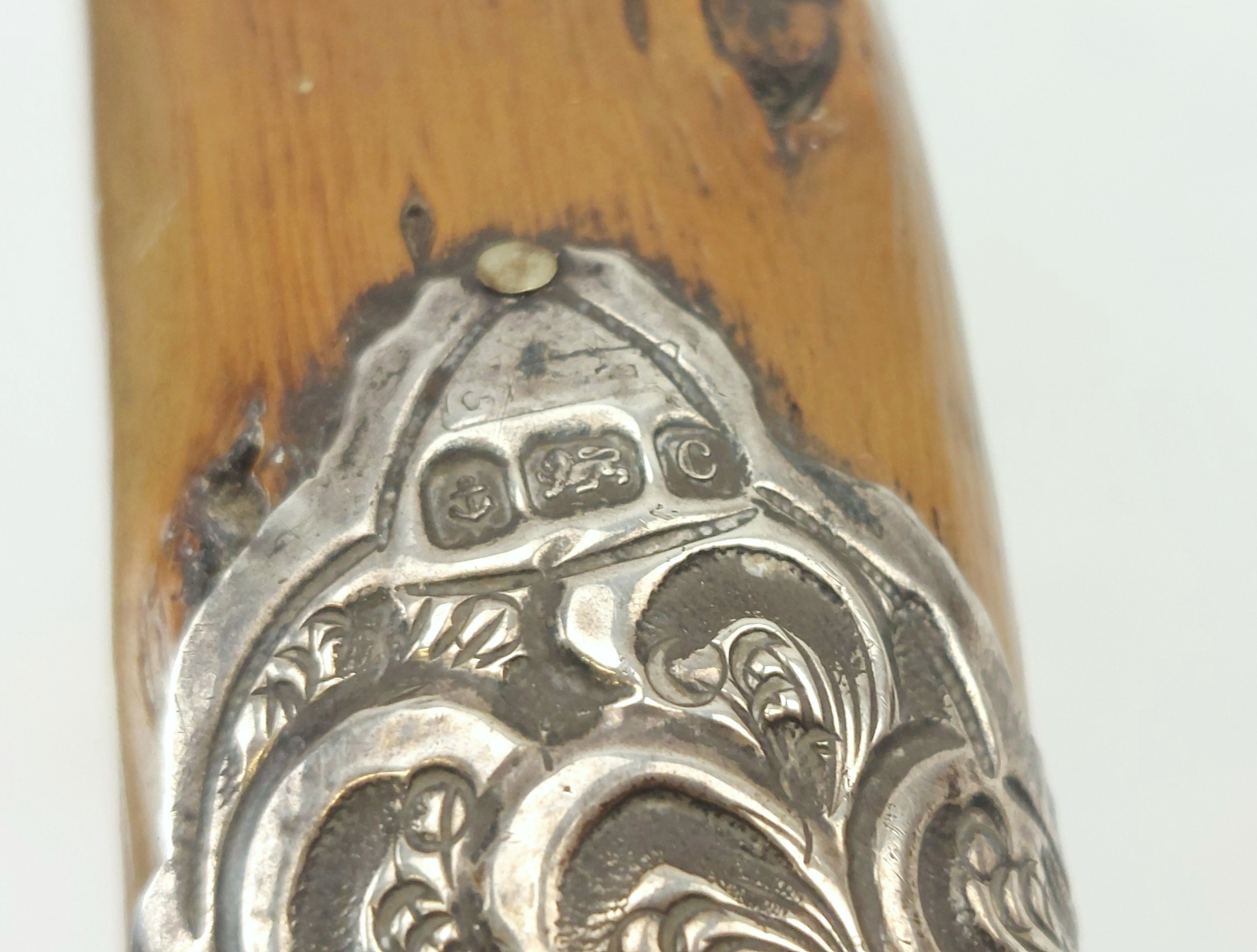Birmingham 1902 Sterling Silver Tipped Knotted Wood Walking Cane - Image 4