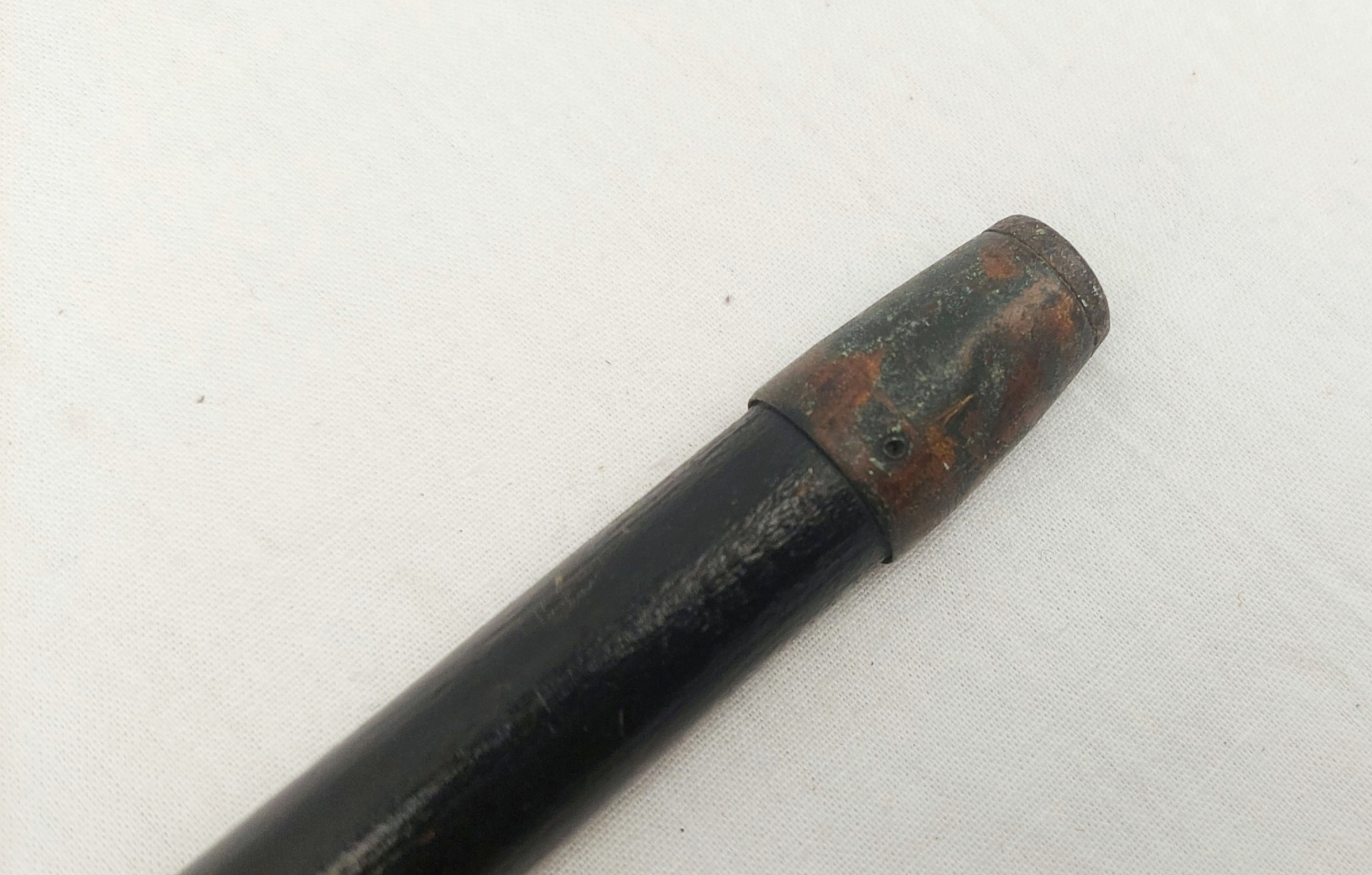 Birmingham 1912 Sterling Silver Pommel Tipped Eboninsed Wood Walking Cane - Image 3