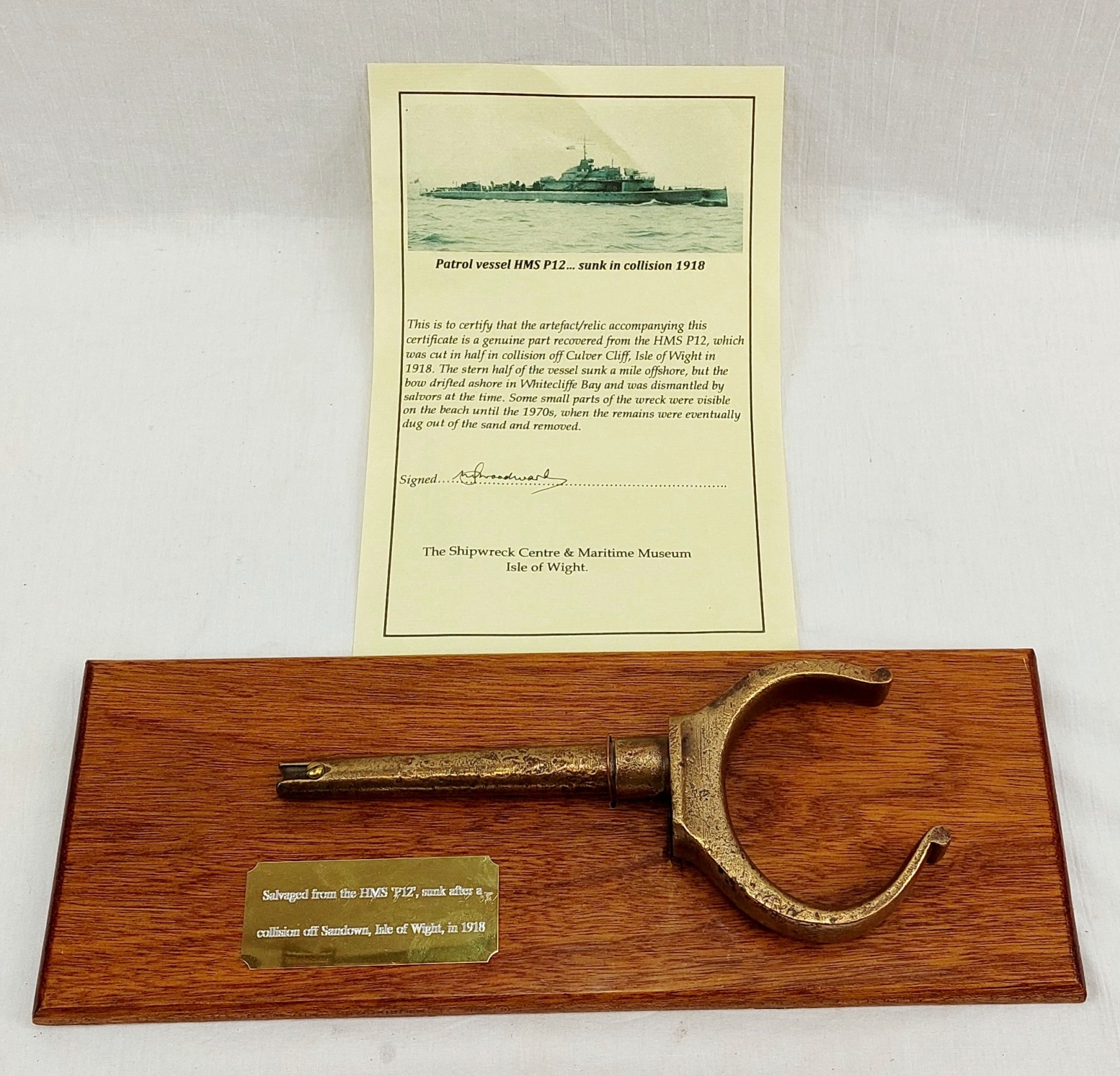 Bronze Oar Rowlock From Patrol Vessel HMS P12 With Certificate - Image 6