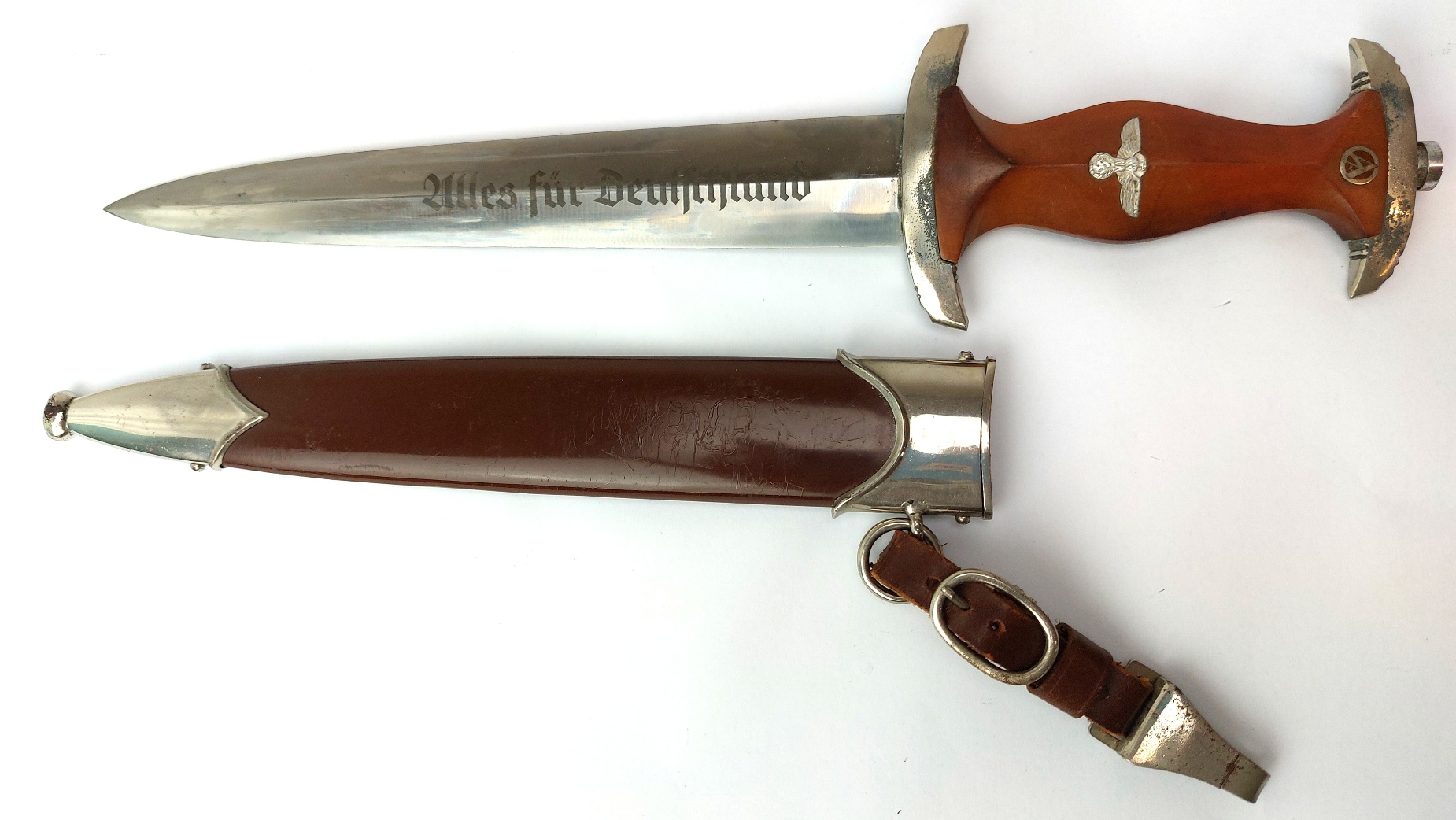 German, WW2, Third Reich SA (Sturmabteilung) Honour Dagger, RZM M7/13 by Arthur Schüttelhöfer & Co., with Original Scabbard and RZM Hanger