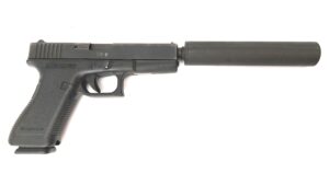 Austrian, c.1990, Glock 17 Gen 2 9mm Semi-Automatic Pistol with Factory Threaded Barrel, Sound Moderator & Original Glock Magazine, Serial No. NL14866, EU Deactivated