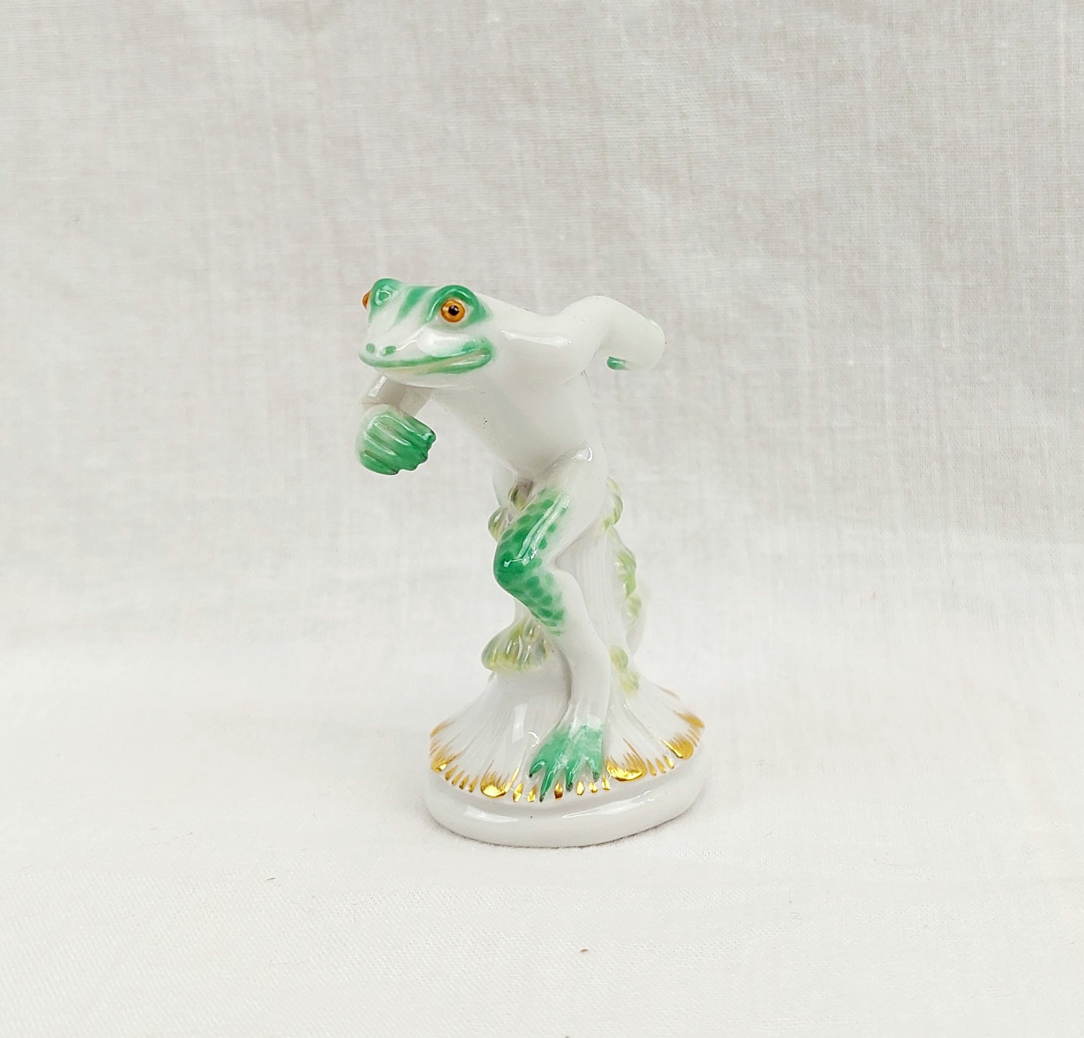 c1955 Meissen Porcelain Green Frog Bishop Chess Piece by Alexander Struck