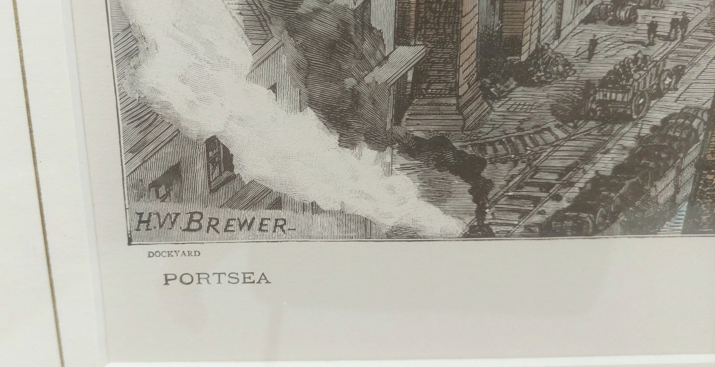 Hand Coloured Print ‘Birds Eye View of Portsmouth Harbour’ after H.W. Brewer - Image 6