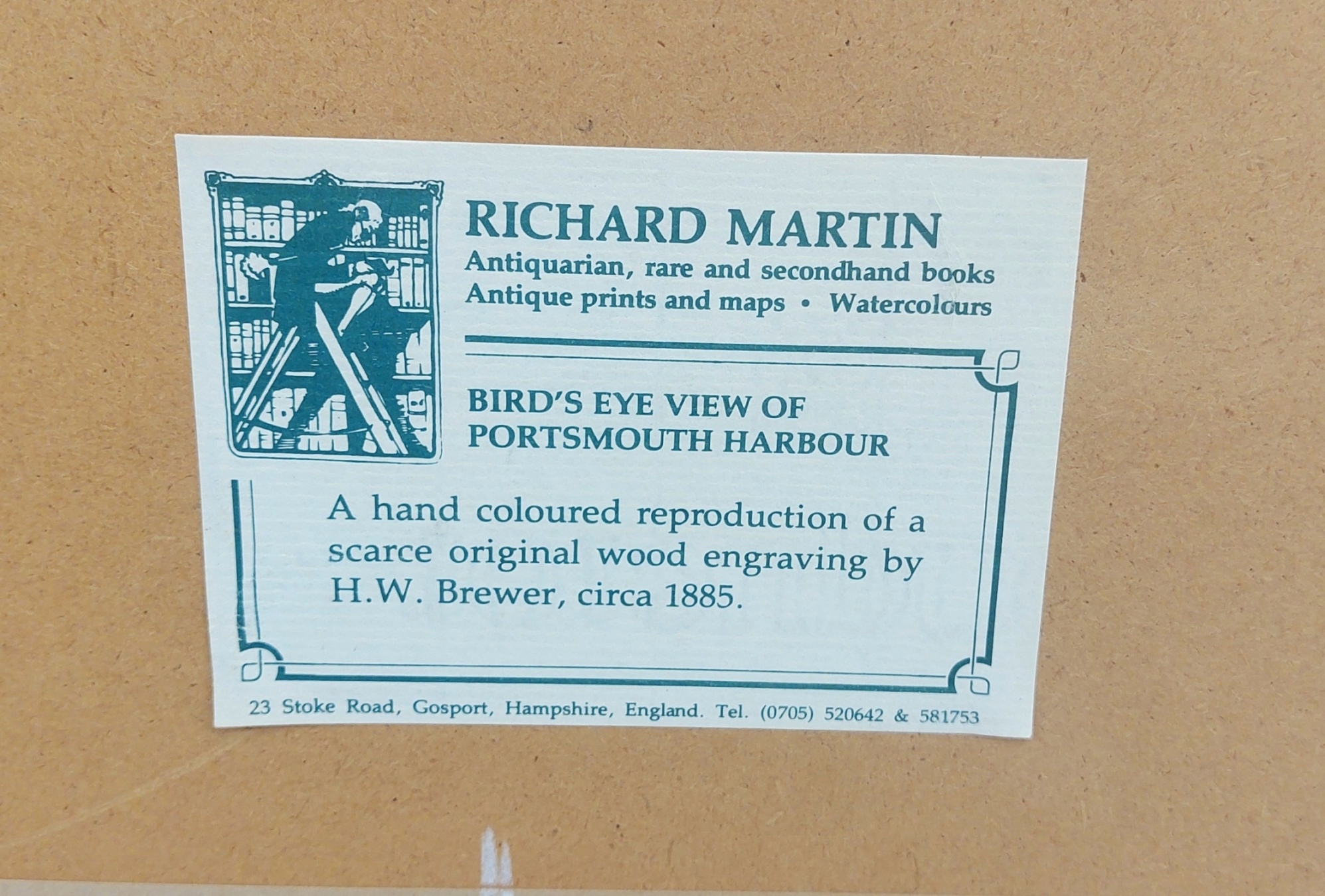Hand Coloured Print ‘Birds Eye View of Portsmouth Harbour’ after H.W. Brewer - Image 7