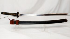 Japanese, Edo Period (Kanbun Era c.1661–1673), Wakizashi Sword, Signed 'Hizen no Kuni Saga Tadayoshi' (Gimei), Complete Koshirae, AOI-Art Appraisal