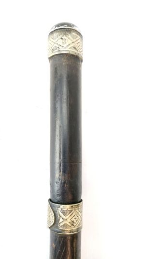 Late 19th / Early 20th Century, Concealed Sword Stick, Four-Sided Steel Blade, Carved Hardwood Scabbard