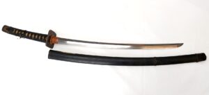 Japanese, Late Muromachi Period (c.1550–1600), Wakizashi Sword, Signed 'Sanjō Jū Nagayoshi' (Gimei), Attributed to the Kinbō School, Complete Koshirae, AOI-Art Appraisal