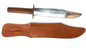 British, Mid-20th Century, Original "Original Bowie Knife" Presentation Bowie Knife by Sussex Armoury, with Original Leather Sheath