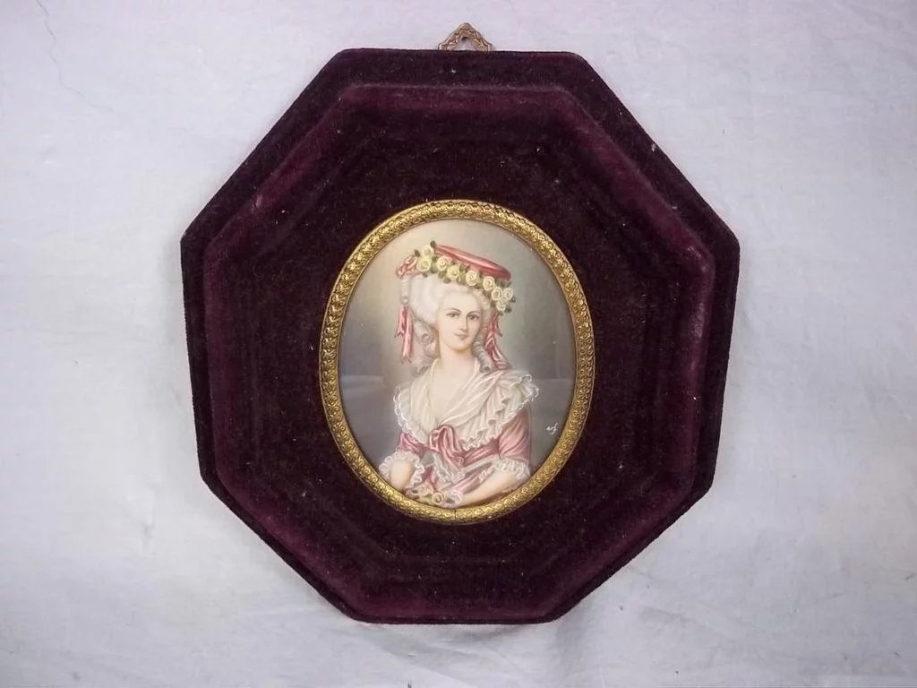 Very Fine Miniature Portrait Of Maria Luisa of Savoy, c1830