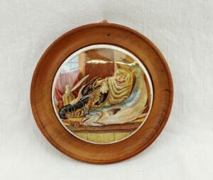 Victorian 1860s Prattware Cat Lobster Sauce K698 Pot Lid