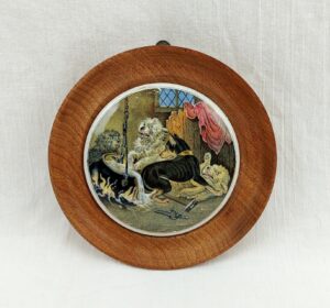 Victorian 1860s Prattware Dogs Misbehaving K899 Pot Lid