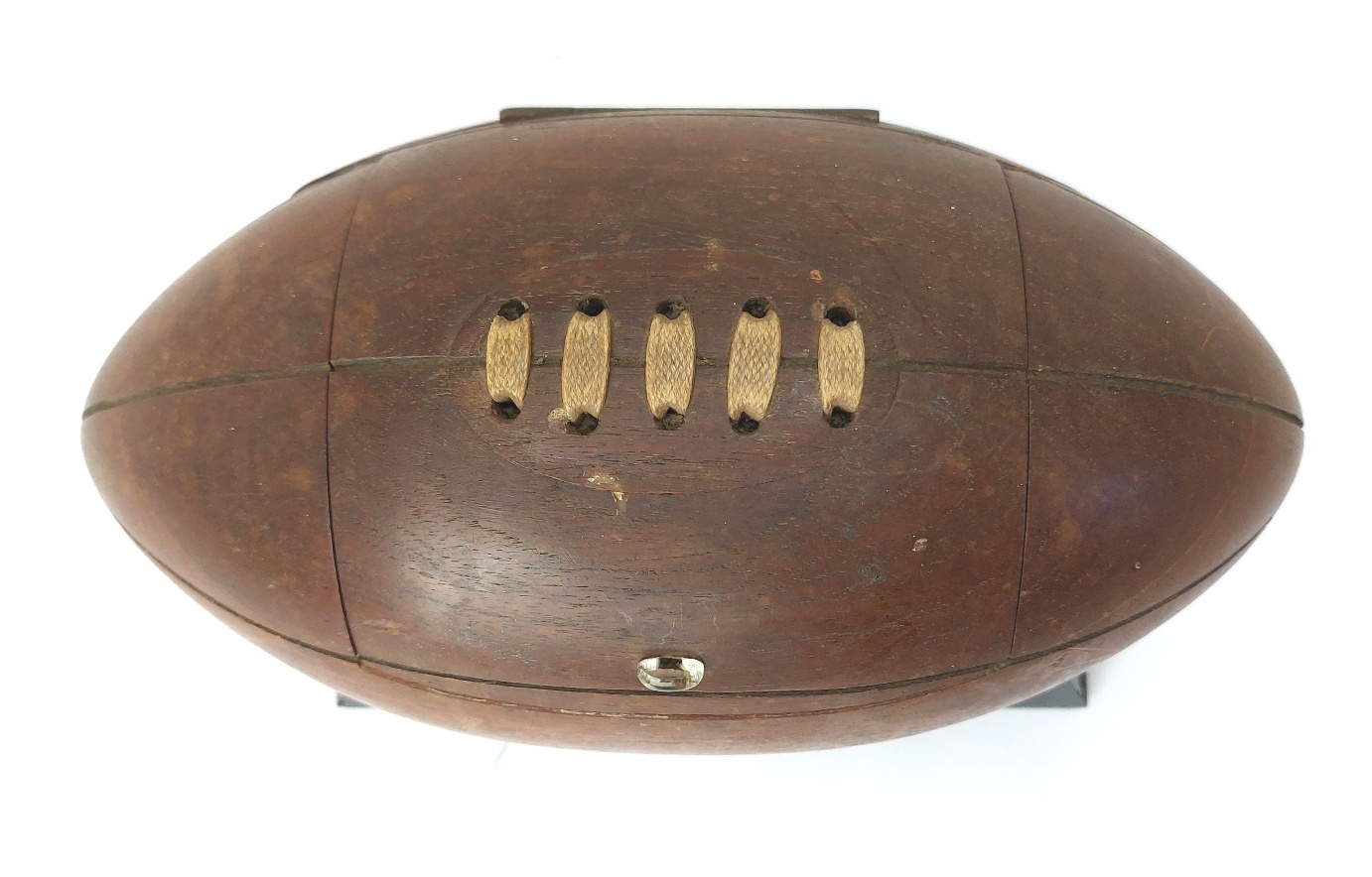 British, c. 1958, Royal Navy Vintage Wooden Rugby Ball Cigarette Dispenser / Carousel Holder Presentation Piece - Image 2
