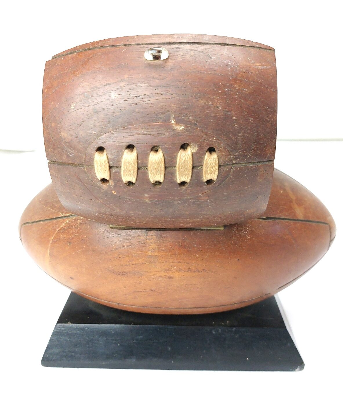 British, c. 1958, Royal Navy Vintage Wooden Rugby Ball Cigarette Dispenser / Carousel Holder Presentation Piece - Image 6