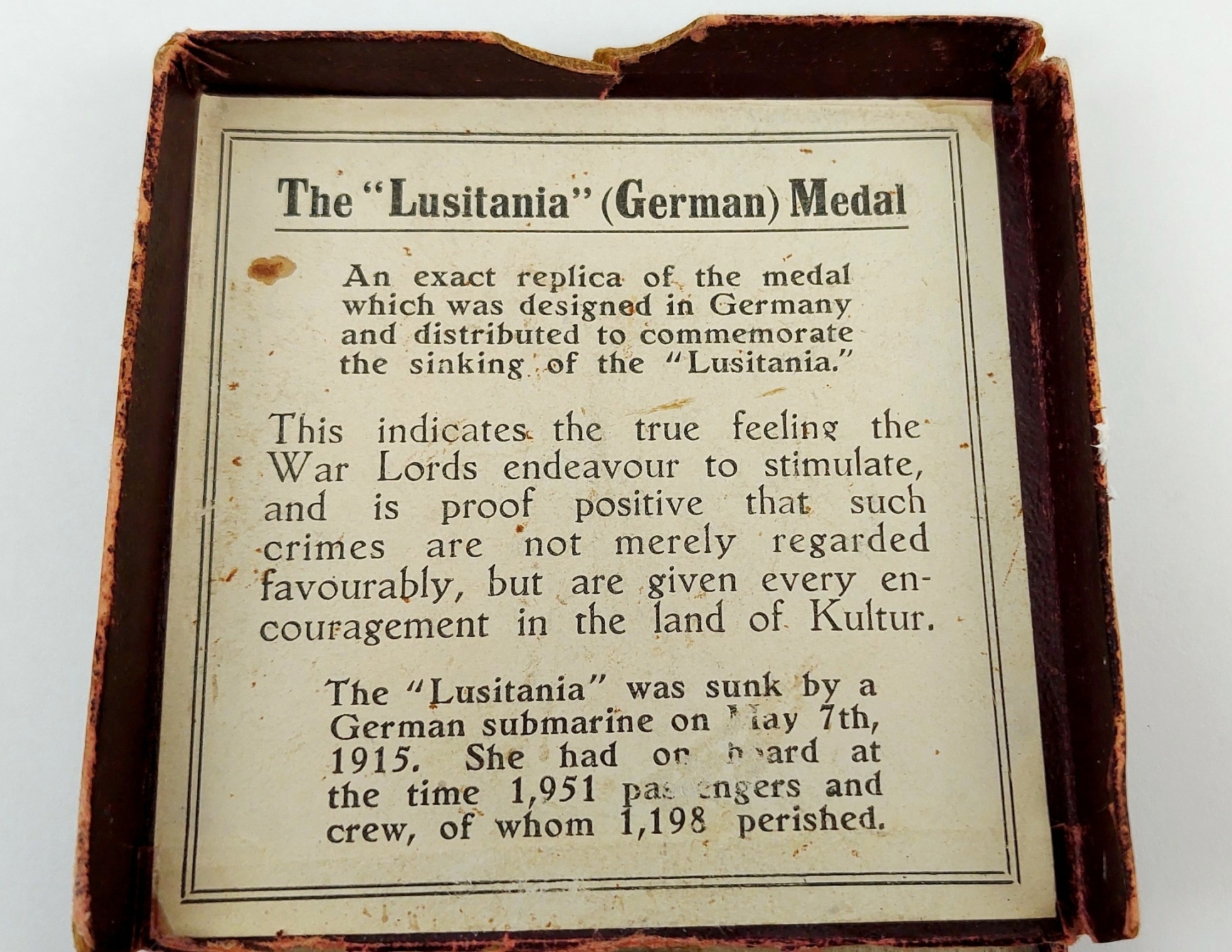 WW1 Boxed British Lusitania Medal - Image 7