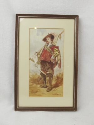 Watercolour Of A Cavalier By F. Allan Stewart (1865-1951)