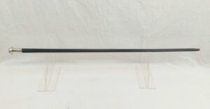 c1910 London Sterling Silver Pommel Ebonised Wood Walking Cane