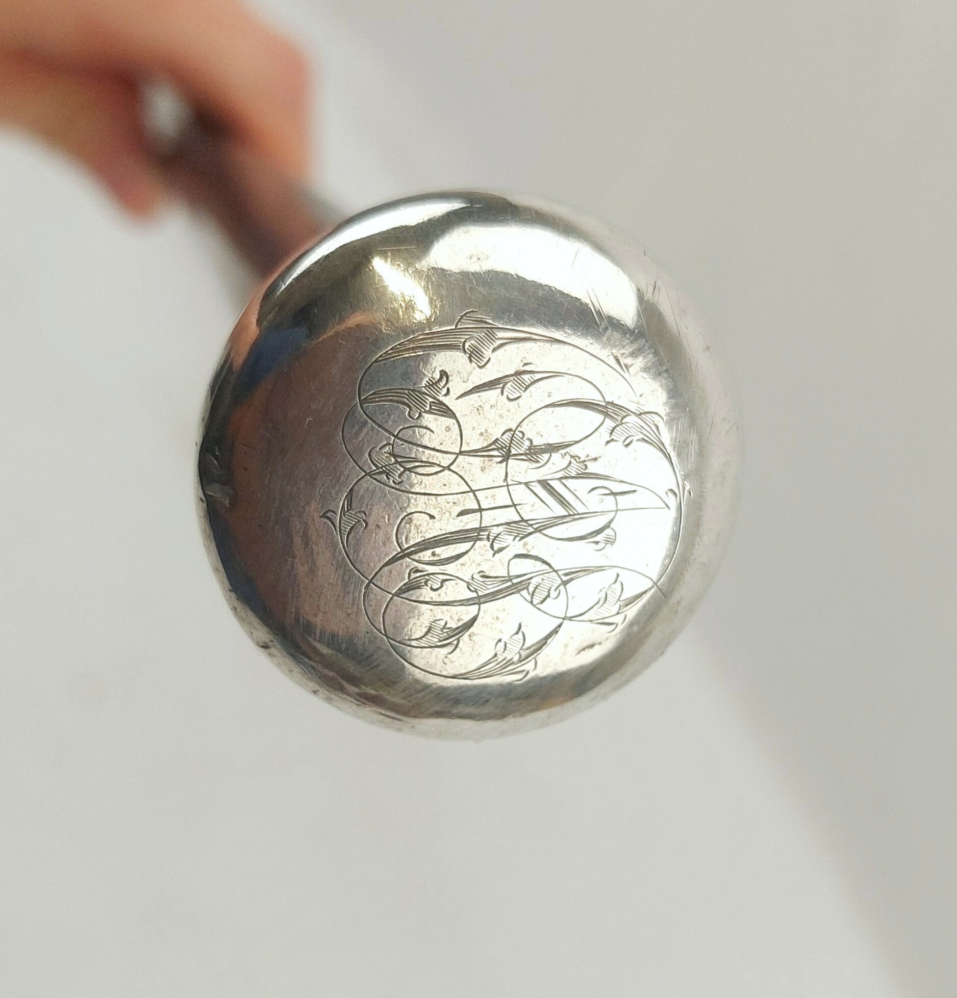 c1910 London Sterling Silver Pommel Ebonised Wood Walking Cane - Image 3