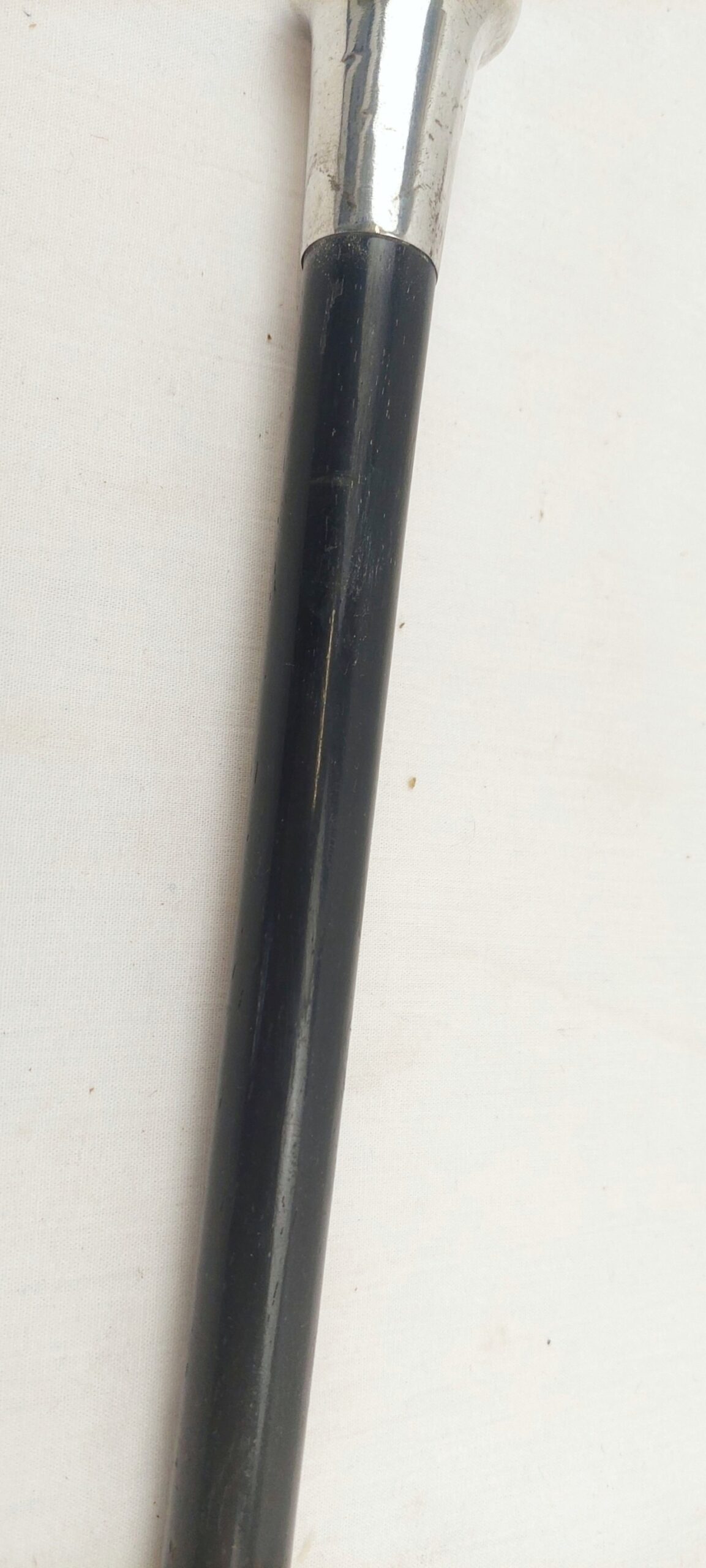 c1910 London Sterling Silver Pommel Ebonised Wood Walking Cane - Image 9
