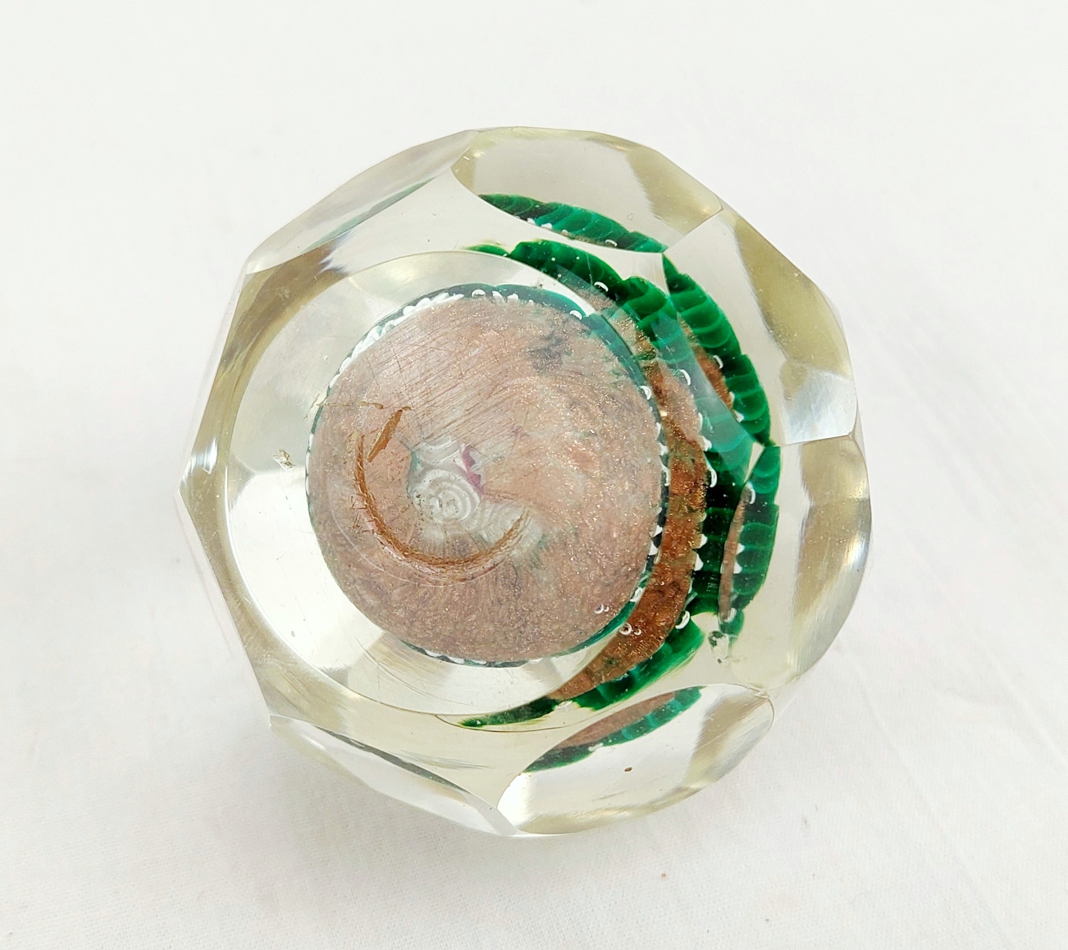 c1960 Murano Faceted Glass Millefiori Paperweight - Image 4